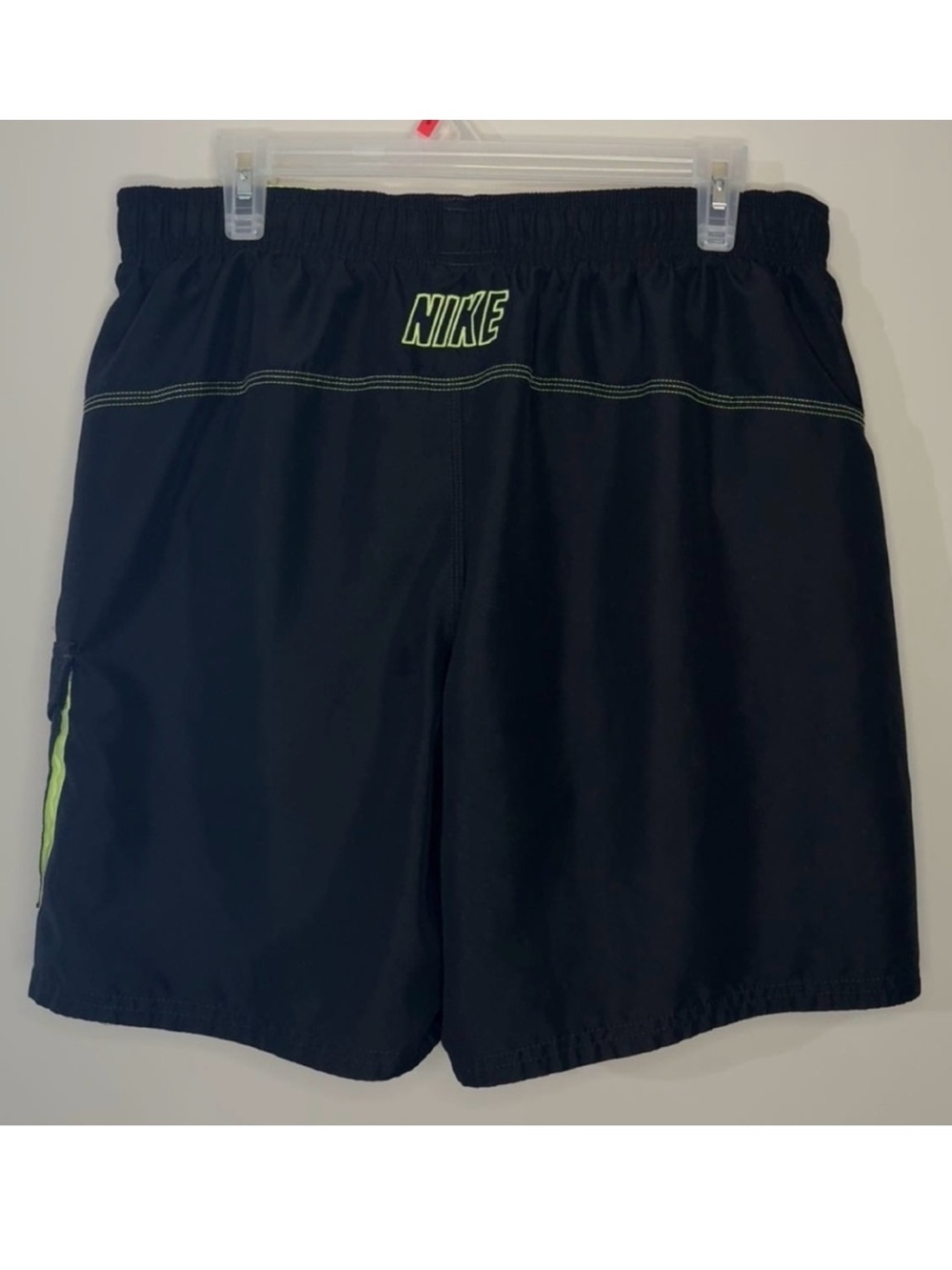 Nike Men's Swim Trunks Black Neon Lime Green Board Shorts Size large